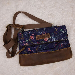 The House of Flynn blue floral clutch crossbody purse